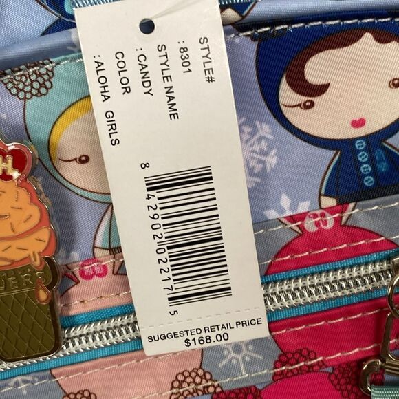 NWT Harajuko Lovers Eskimo Kisses Cross Body Nylon Printed Satchel Travel Bag - Picture 13 of 16